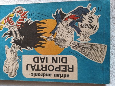 carte caricaturi februarie 1990, Adrian Andronic , Reportaj din iad . foto