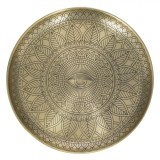 Platou Decorativ, Model Ochi, Metal, Culoare Bronz, 40 cm, Margine Ridicată, Piciorușe Antiderapante, Oem
