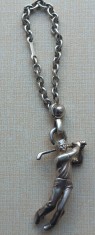 (43) MINIATURA / PANDATIV DIN ARGINT CU LANT, JUCATOR DE GOLF, MARCAJ ARGINT 925