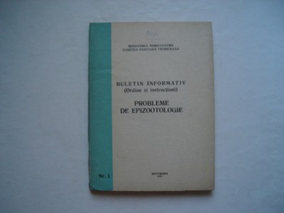 Probleme de epizootologie. Buletin informativ - Ministerul Agriculturii foto