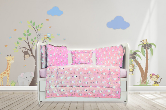 Lenjerie MyKids Dancing Bunny Roz 4+1 Piese 120x60