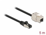 Cablu prelungitor retea RJ45 S/FTP Cat.6A 5m Negru, Delock 87030