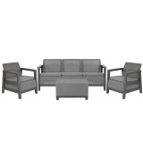 Set de mobilier de grădină Scandi Love linea duo cu masă de depozitare din iută grafit-gri rece