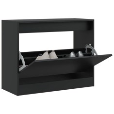 vidaXL Pantofar, negru, 80x34x63 cm, lemn compozit