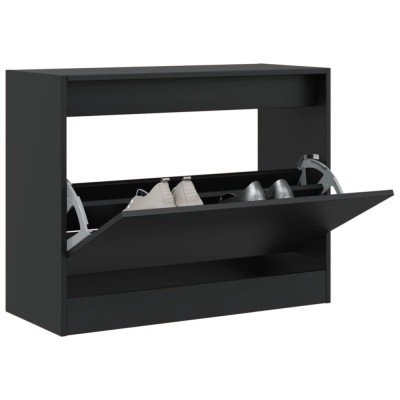 vidaXL Pantofar, negru, 80x34x63 cm, lemn compozit foto