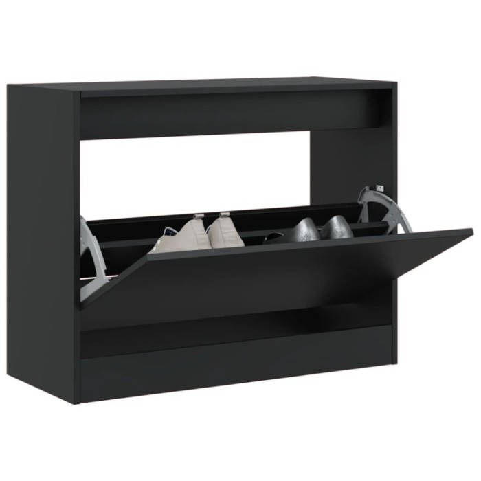vidaXL Pantofar, negru, 80x34x63 cm, lemn compozit