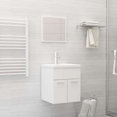 vidaXL Set mobilier de baie, 2 piese, alb, PAL 804773 foto