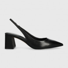 Aldo pantofi de piele ULIANA culoarea negru, cu toc drept, cu toc deschis