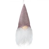 Ornament Brad Crăciun Gnome, Figurină, Căciulă Roz Irizată, 5x9cm, Poliester, Alb Robust, Oem
