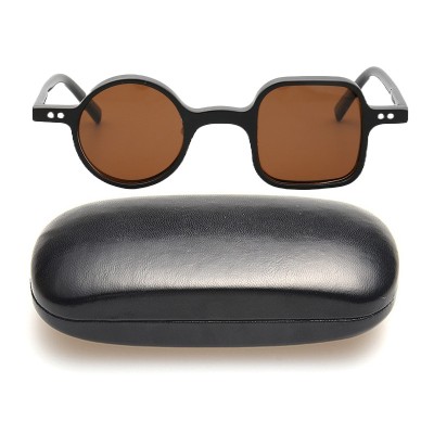Ochelari soare retro cu toc, polarizati, maro, 39x26x145 foto