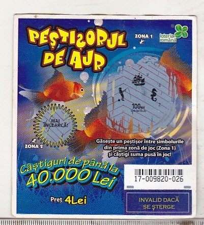 bnk div Bilet Loteria Nationala 4 lei - Pestisorul de aur