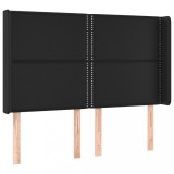 Cumpara ieftin Tablie de pat cu aripioare, negru, 147x16x118/128 cm, piele eco