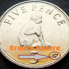 Moneda exotica 5 PENCE - GIBRALTAR, anul 2005 * cod 4847 = EROARE