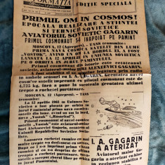 Ziar Informatia Bucurestiului editie speciala 12 aprilie 1961 Gagarin