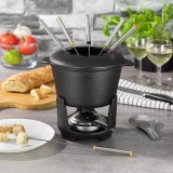 Set fondue, pentru branzeturi, ciocolata, cu 6 furculite, din fonta, Kinghoff