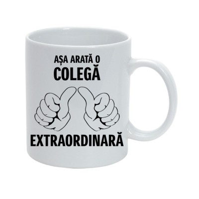 Cana alba personalizata &amp;quot;Asa arata o colega extraordinara&amp;quot;, INOVATIX&amp;reg;. 330ml foto