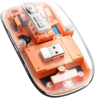 Mouse Nou M133, 2400dpi, 5 Butoane, Indicator Nivel Baterie, Transparent, Portocaliu, Wireless + Bluetooth NewTechnology Media foto