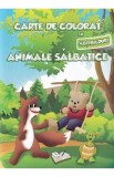 Carte de colorat cu abtibilduri. Animale salbatice