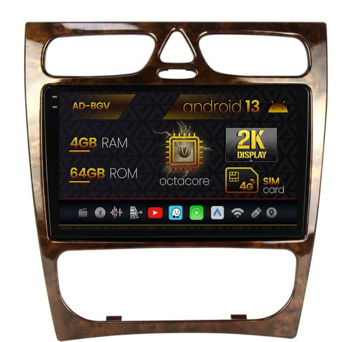 Navigatie Benz C Class (W203) (2002-2004), Android 13, V-Octacore 4GB RAM + 64GB ROM, 9.5 Inch - AD-BGV9004+AD-BGRKIT416V3