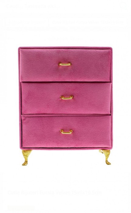 Cutie Bijuterii, Fucsia Velvet, 15x9x19.5cm