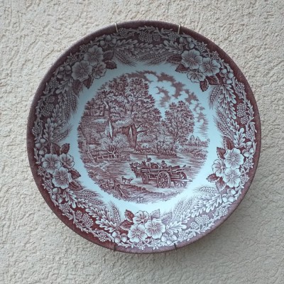 farfurie veche din ceramica portelan Anglia rurala aplica perete decor rustic foto