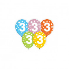 Set 5 baloane cu cifre, 30 cm-Tip Cifra 3