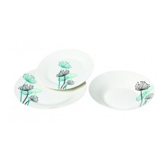 Set farfurii Fiore Vanora, 19-23 cm, portelan, 18 piese, Alb/Verde foto