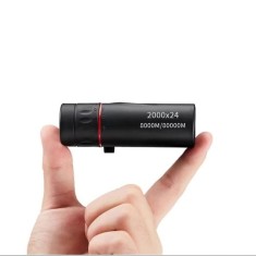 Monoclu de buzunar, cu vedere de zi si nocturna, 2000x24mm, waterproof, compact, cu adaptor pentru telefon, negru