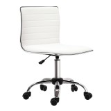HOMCOM Scaun birou fără brațe, scaun de birou, &icirc;nălțime reglabilă, șezut și spătar căptușite, 48x52x78-90cm, alb | Aosom Romania