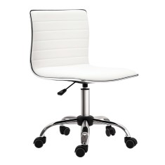 HOMCOM Scaun birou fără brațe, scaun de birou, &icirc;nălțime reglabilă, șezut și spătar căptușite, 48x52x78-90cm, alb | Aosom Romania
