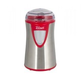 Rasnita cafea Zilan ZLN-8013, 150 W, Inox, Cutite macinare din otel inoxidabil, Argintiu/Rosu