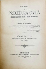 CURS DE PROCEDURA CIVILA de George G. Tocilescu, vol. III, partea III - Bucuresti, 1895 foto