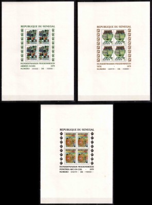 Senegal 1979, Mi #705-7 = Bl 34-36**, pictura, Hundertwasser, MNH! Cota 600 &amp;euro;! foto
