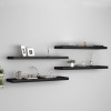 Set 4 Rafturi Perete Negre 90x23.5x3.8 cm MDF Suspendate Design Modern