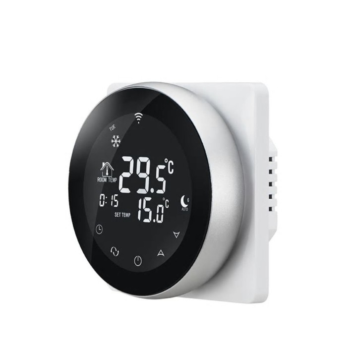 Termostat Wireless pentru incalzirea electrica in pardoseala Beok TGR87WiFi-EP, Functie Anti-inghet, Setare interval de functionare, Control de pe tel