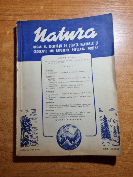 revista natura iulie - august 1957 -harta raspandirii ciorilor cenusii in tara