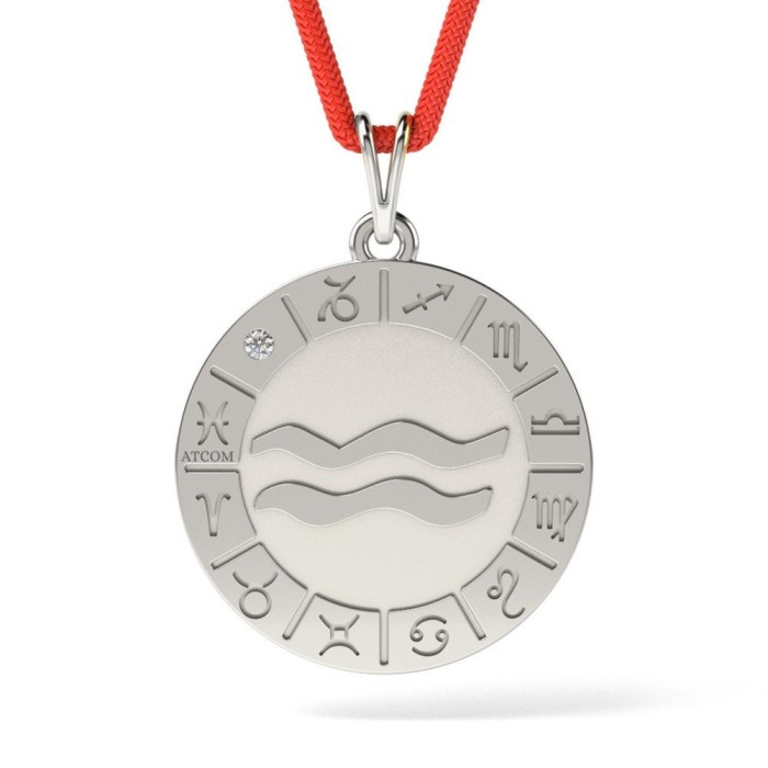 Pandantiv din argint cu snur model Aquarius