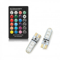 Set becuri led T10, RGB, cu schimbare lumina din telecomanda