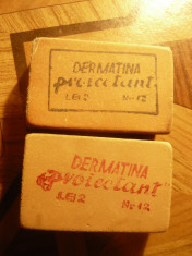 2 Radiere -guma de sters-Dermatina -Proiectant -cu inscris negru si rosu L=5,5cm foto