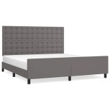 Cumpara ieftin Cadru de pat cu tablie, gri, 180x200 cm, piele ecologica