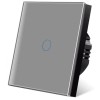 Intrerupator touch cap scara, cap cruce iUni 1F, Sticla securizata, LED, Argintiu