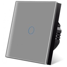 Intrerupator touch cap scara, cap cruce iUni 1F, Sticla securizata, LED, Argintiu