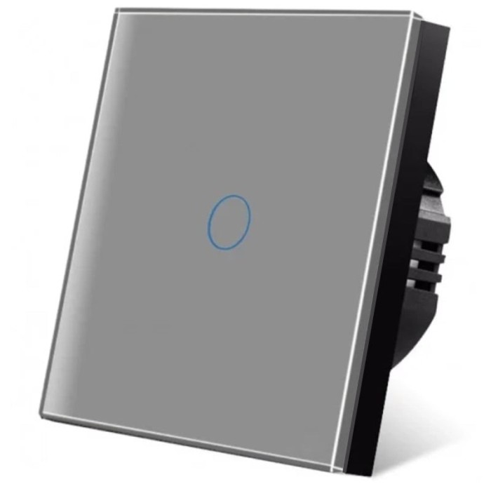 Intrerupator touch cap scara, cap cruce iUni 1F, Sticla securizata, LED, Argintiu