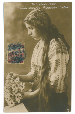 5352 - Arad, ETHNIC woman, Romania - old postcard, real PHOTO - used - 1909 TCV foto