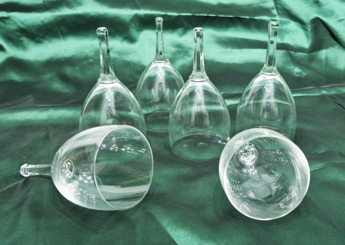 6 Pahare Sampanie Cristal cu picior hexagonal fara Talpa 13 cm