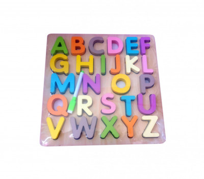 Joc educativ, Tablita de scris cu Alfabet, litere masive si groase 1.5 cm, 26 piese, TT0011 foto
