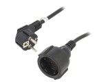 Prelungitor Electric 2m 10A PVC Negru 3x1,5mm2 1 Priză