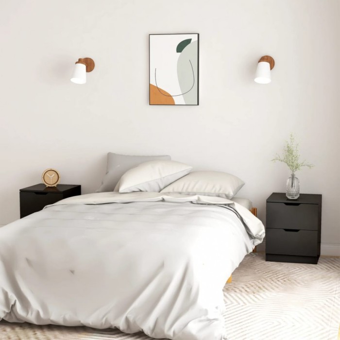 vidaXL Dulapuri noptieră, 2 buc., negru, 40x40x50 cm, lemn prelucrat 326726
