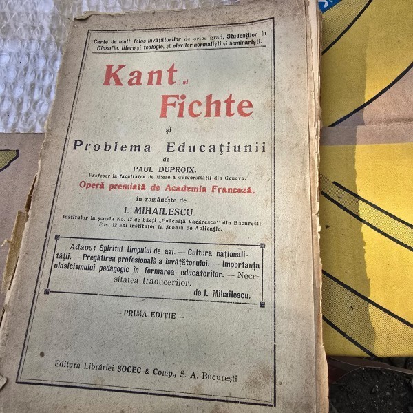 KANT SI FICHTE SI PROBLEMA EDUCATIUNII - PAUL DUPROIX