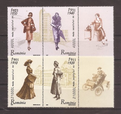Romania 2003 - LP 1623a, Moda secolului XX, serie cu vinieta, MNH foto
